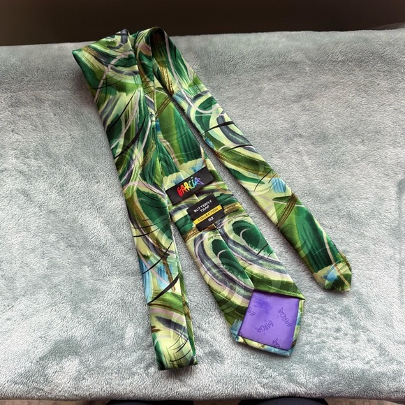 J. Garcia Butterfly trap collectors edition Abstract Green 100% Silk Tie - Picture 4 of 4